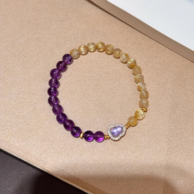 Taoist spiritual charm golden hair crystal and purple crystal