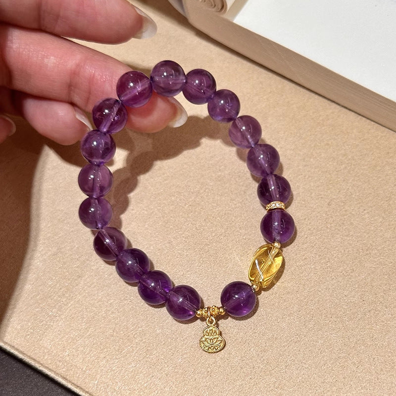 Taoist spiritual charm golden hair crystal and purple crystal