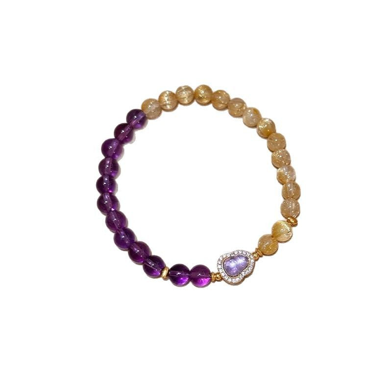 Taoist spiritual charm golden hair crystal and purple crystal
