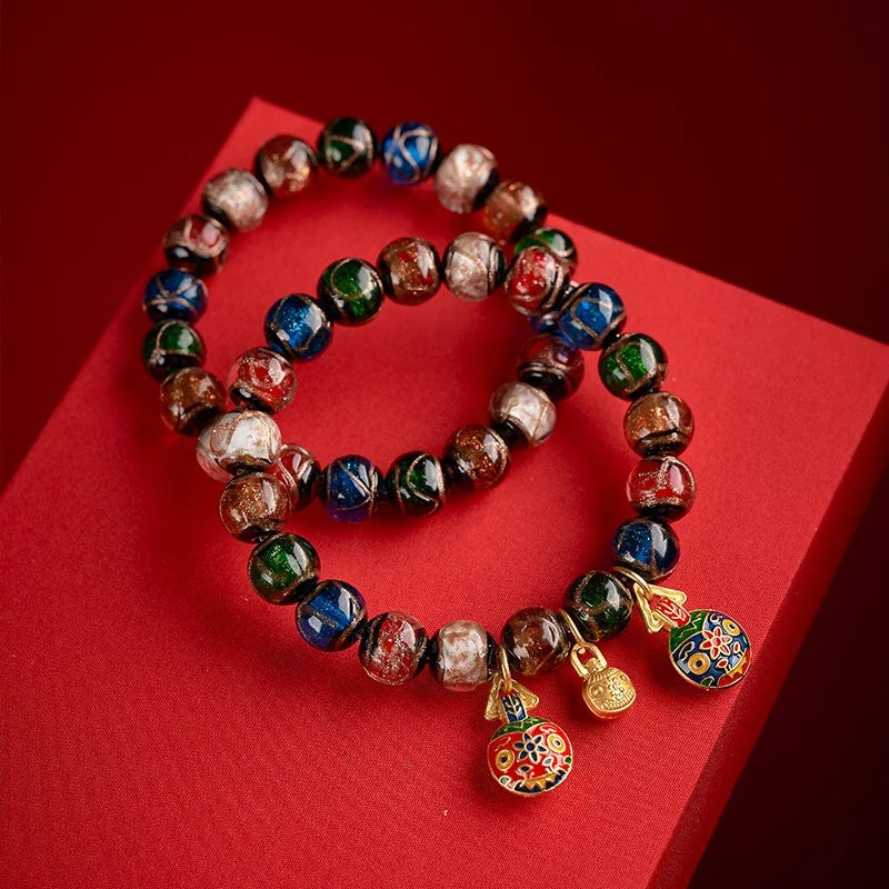 [Kaiguang Holy Relic] White Dragon View Millennium God of Wealth Incense Gray Glass Bracelet | Ancient Gold Swallowing Beast Roasted Blue|Five Elements Energy Transfer