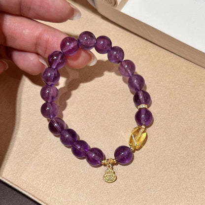 Taoist spiritual charm golden hair crystal and purple crystal