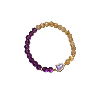 Taoist spiritual charm golden hair crystal and purple crystal