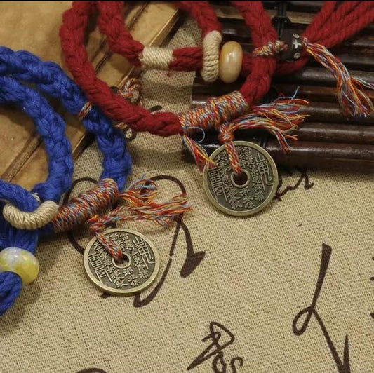[Protection Charm] Shanqi Taoist Red String Bracelet | Handmade Feng Shui Bagua Talisman with Ancient Chinese Inscriptions